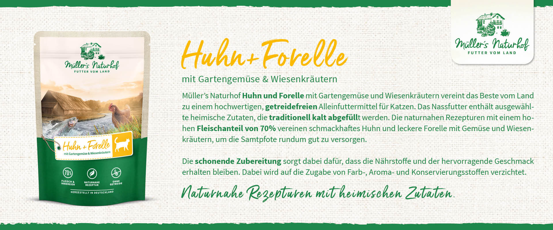 Müller’s Naturhof Getreidefrei Huhn und Forelle