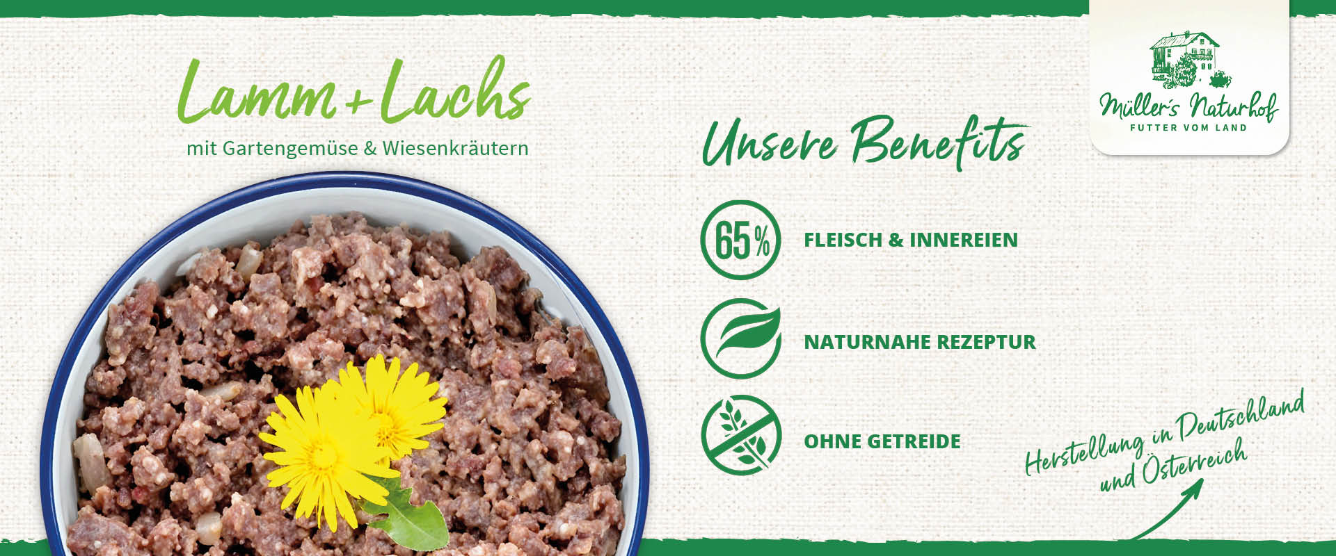 Müller’s Naturhof Traditionell Lamm und Lachs